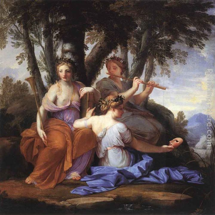 The Muses Clio, Euterpe and Thalia painting - Eustache Le Sueur The Muses Clio, Euterpe and Thalia art painting